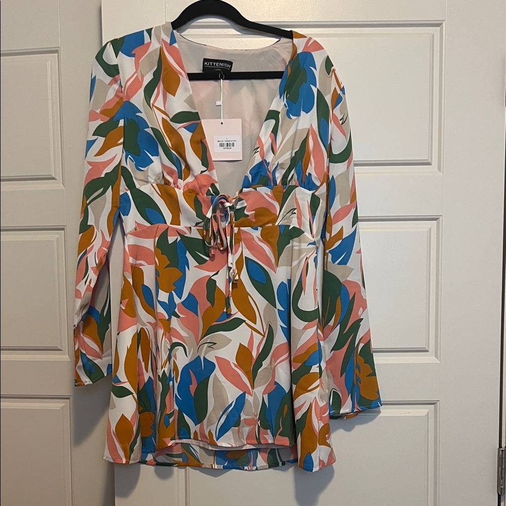 Kittenish Long Sleeve Colorful Dress NWT